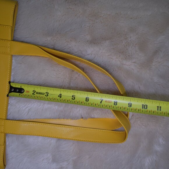 Saks Yellow Faux Leather Tote Shoulder Bag Large Purse Handbag - Picture 7 of 14